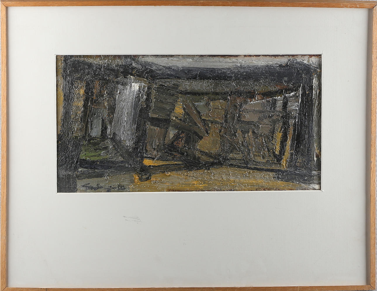 GÖRAN NORBERG. Komposition, olja på pannå, signerad samt daterad -61.