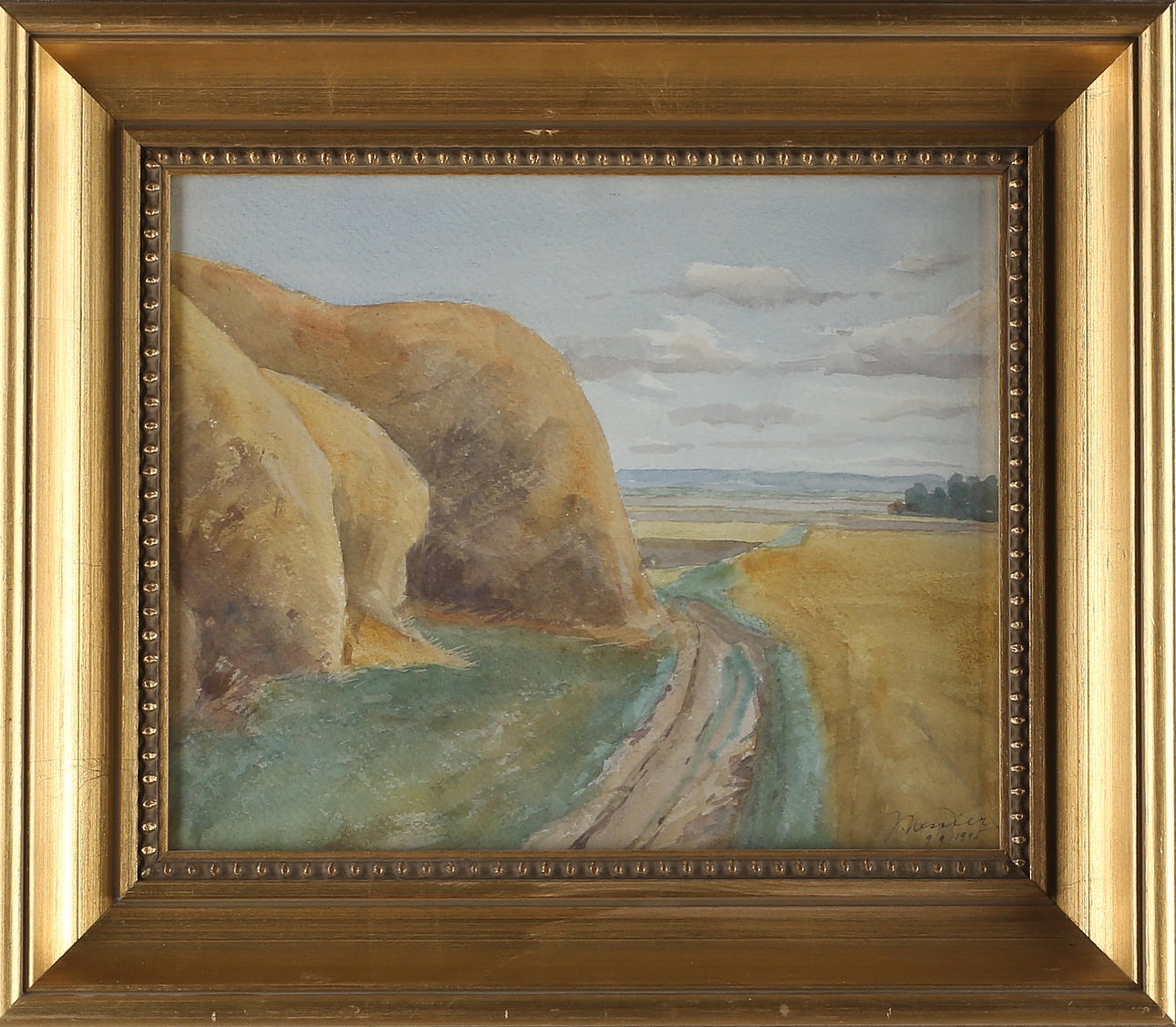 OIDENTIFIERAD KONSTNÄR. Autumn landscape, watercolour, signed J Kessler and dated 9/9 1945.