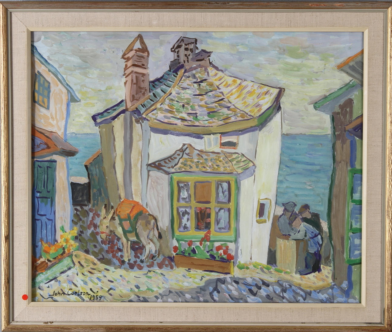 JOHN CARLSON. Motiv från Devon, England, blandteknik på papper, signerad samt daterad 1959.