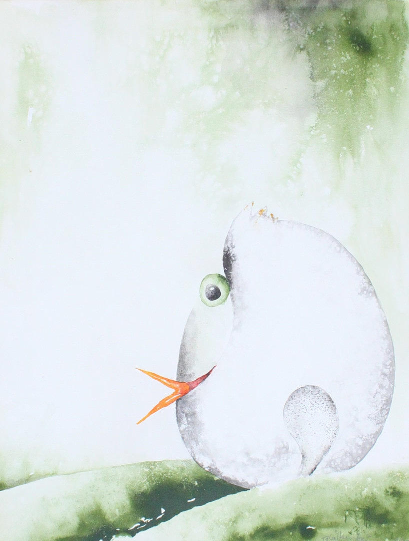 LEAFSTONE. 'Chick', 2016, watercolor, signed.