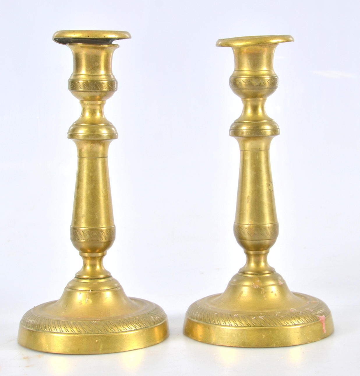 LJUSSTAKAR, 1 par, brons, empire, 1800-talets första hälft.