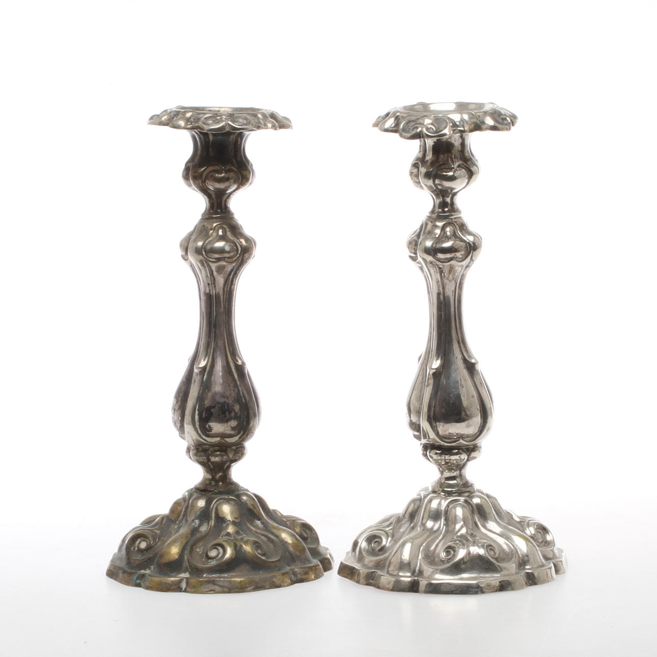 LJUSSTAKAR 1 par, silver, Adrian Lilja, Karlskrona, 1856.