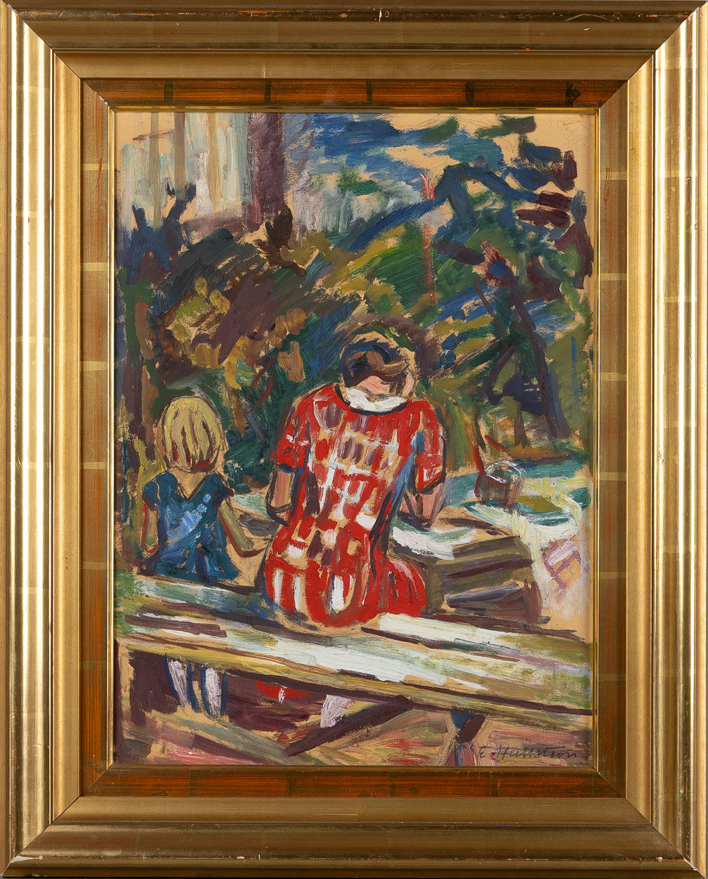 ERIC HALLSTRÖM. Picnic, oil on panel.