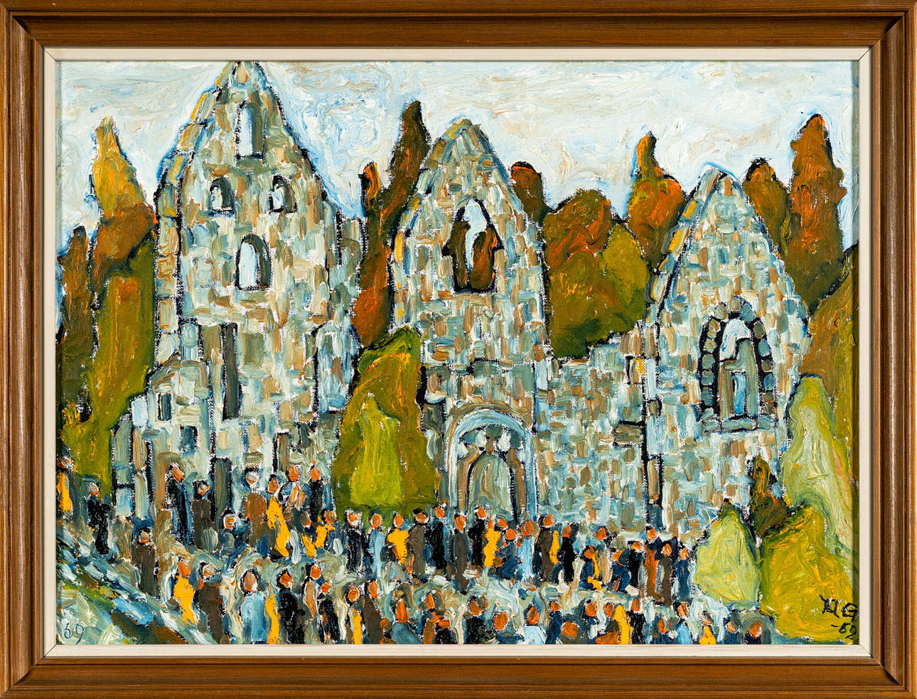 OIDENTIFIERAD KONSTNÄR. Oil on canvas, “Öde Kyrka”, Signed and Dated 1969.