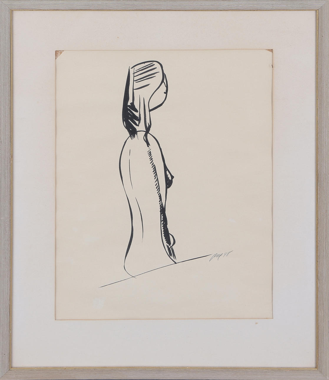 OVE LAGSTRÖM. Figur, teckning, signerad och daterad 1948.