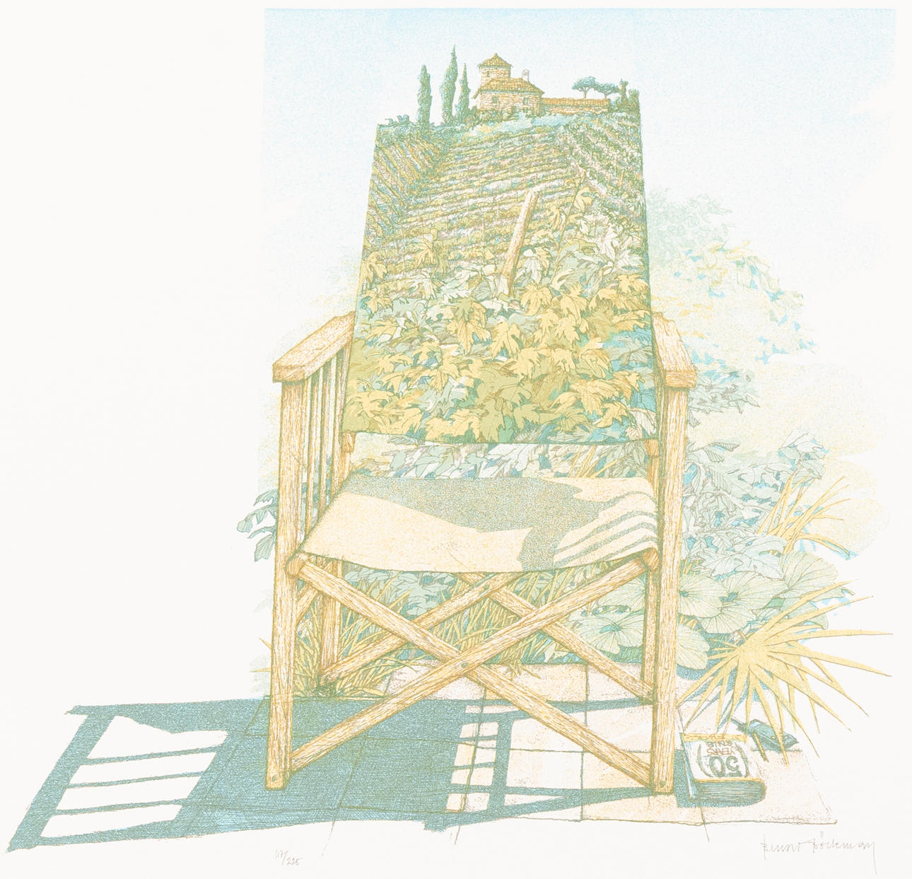 BENGT BÖCKMAN. Composition with chair, lithograph no 17/225, signed.
