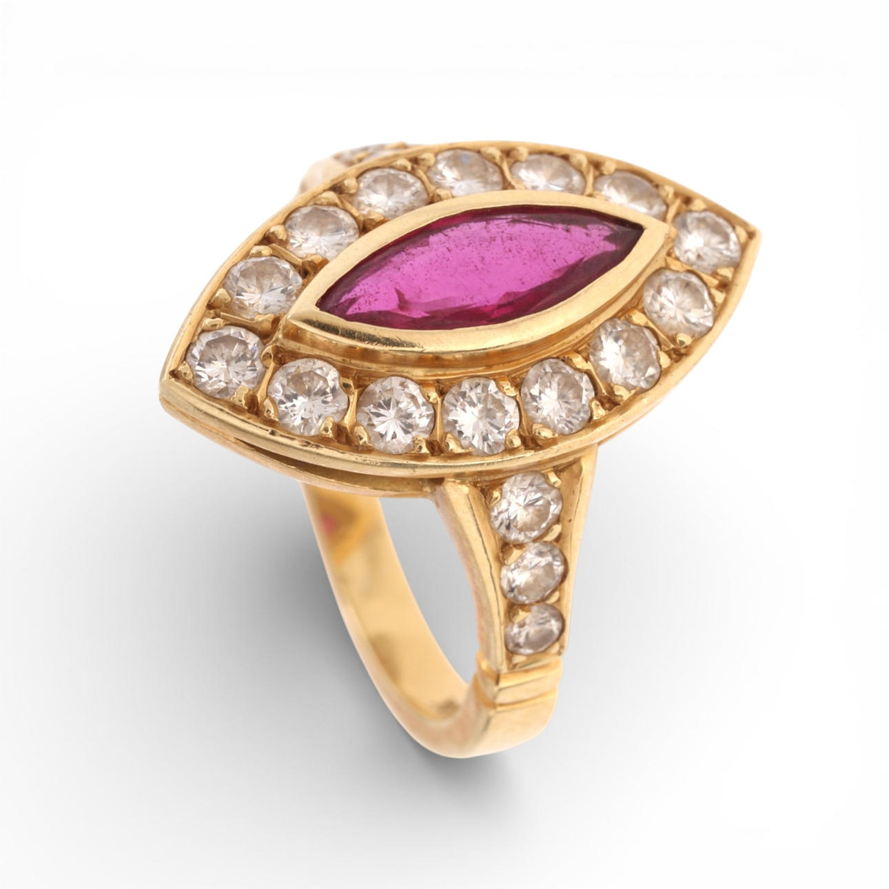 Ruby and diamonds ring.
