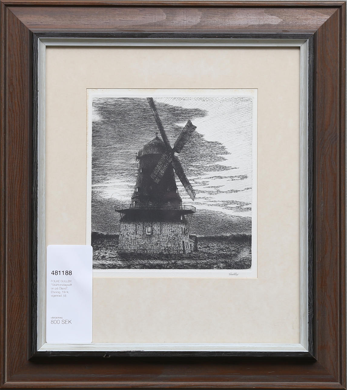 FOLKE GULLBY. "Skärtorsdagsafton på Öland". Etsning, 1974, sigenrad.