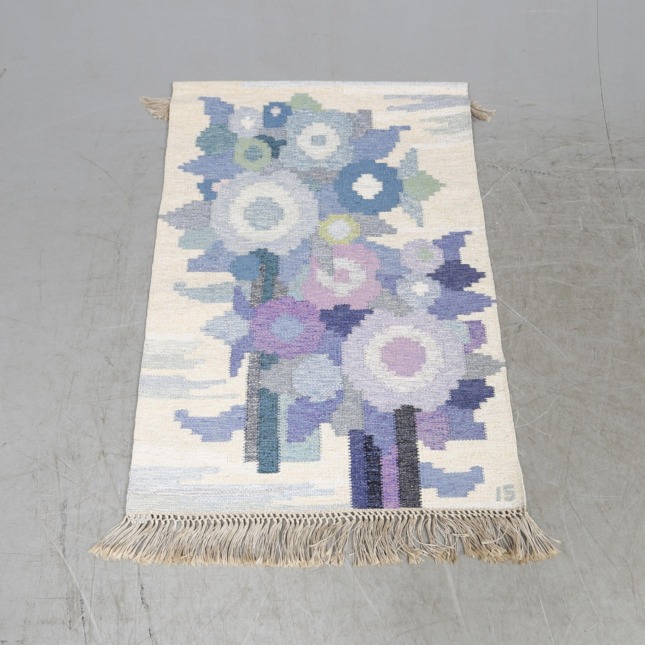 VÄVNAD, "Blå Bukett", Ingegerd Silow, signerad IS.