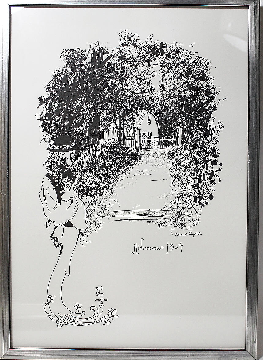 ALBERT ENGSTRÖM. litografi, midsommar 1904, signerad.