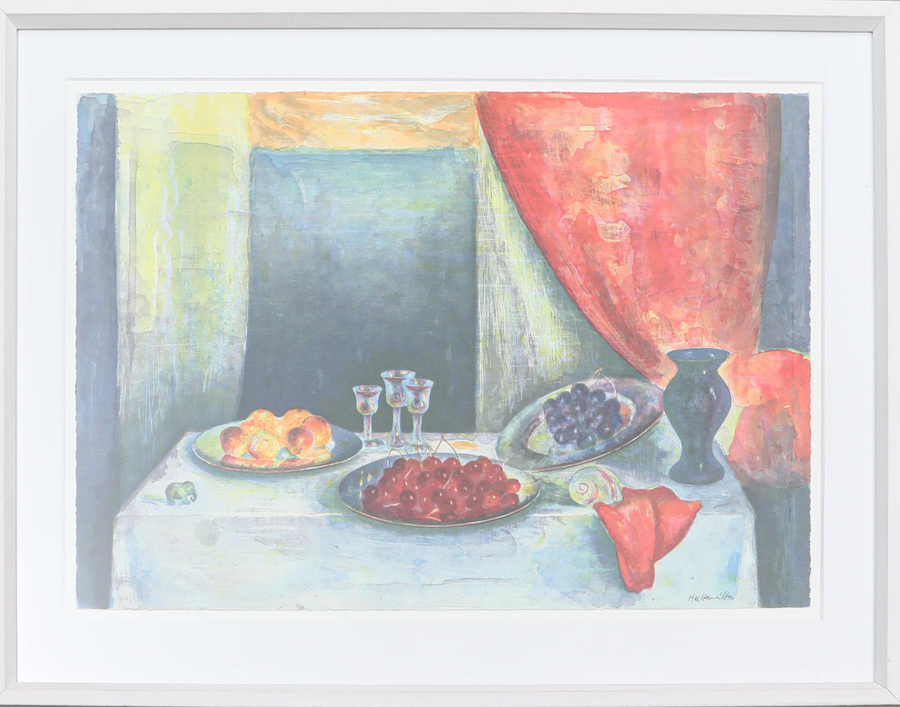 MAC HAMILTON. Lithograph in colour, “Cherry”, still life, signed and ...