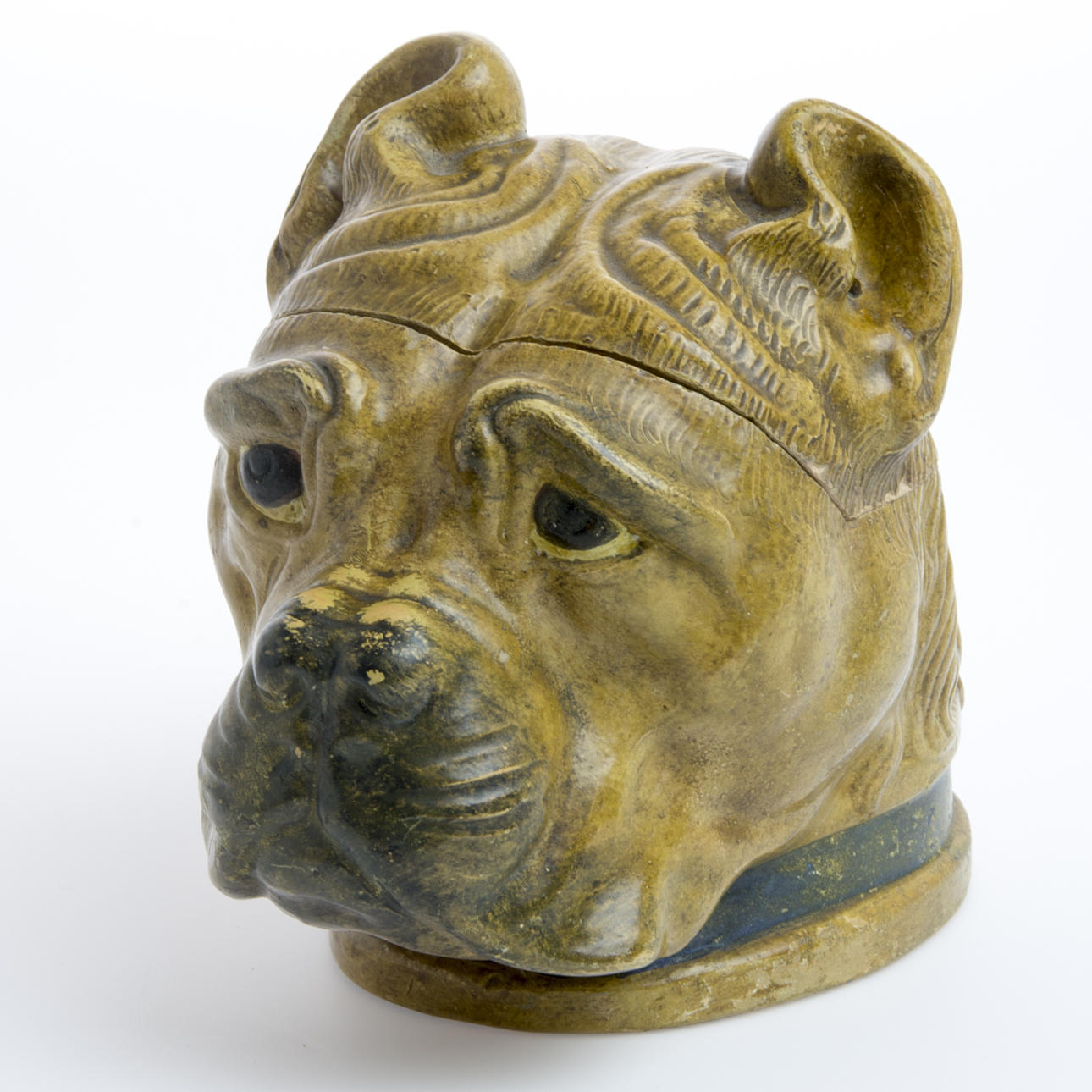 TOBAKSBURK i form av hundhuvud, Höganäs.