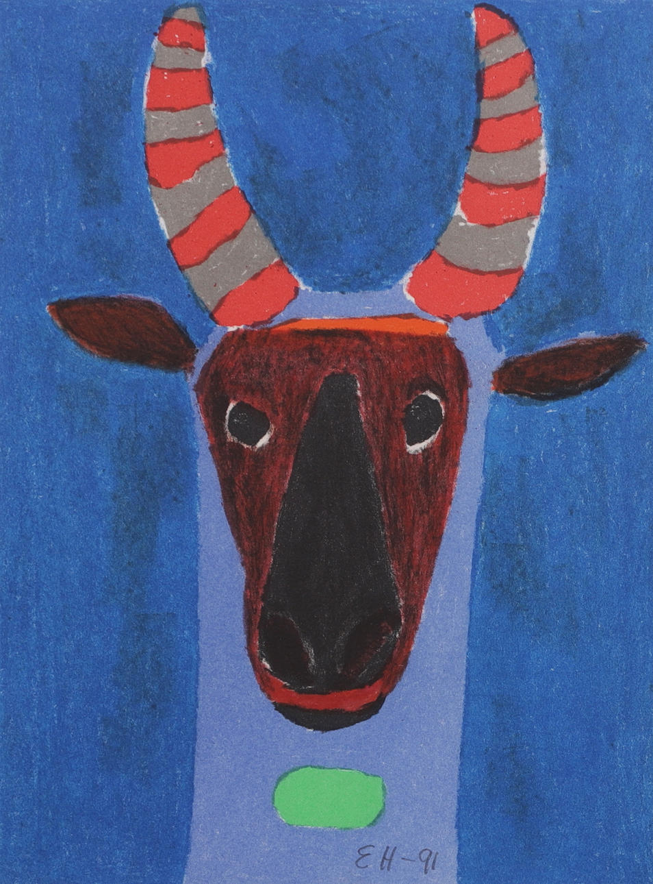 ERIK HÖGLUND. Lithograph in colours, signed EH-91.