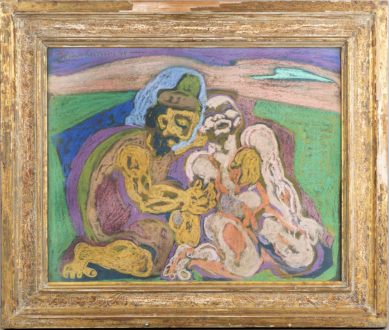 HANS LARSSON. “The Merciful Samaritan”, pastel.