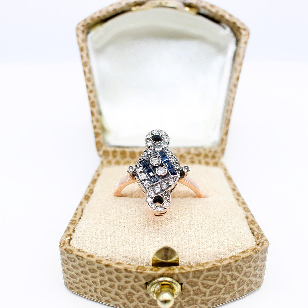 OTTOMAN INSPIRED SAPPHIRE & DIAMOND RING.