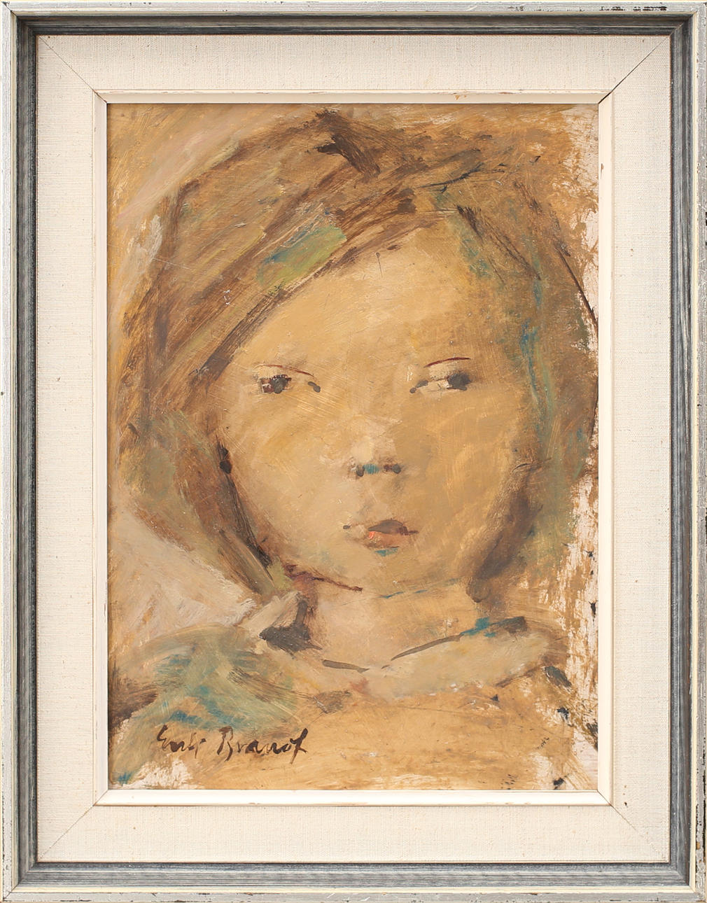 ERIK BRANDT. Portätt, olja på pannå, signerad.