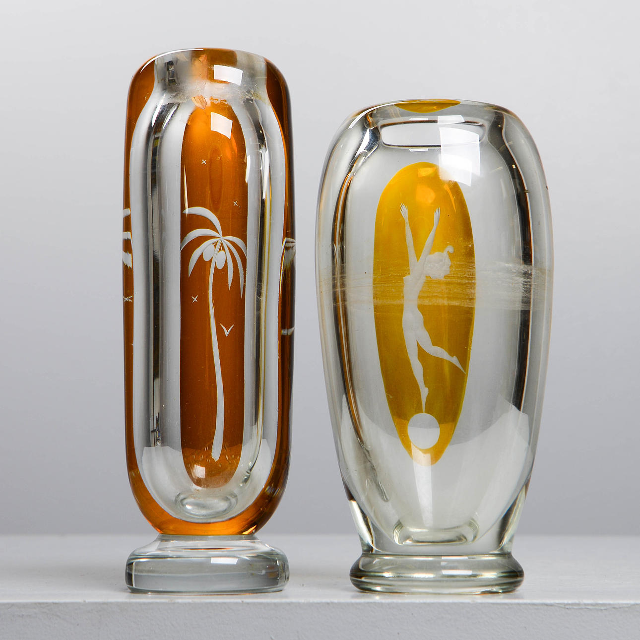 VASER, 2 st, Art deco, Johansfors. Glas - Bruksglas - Auctionet