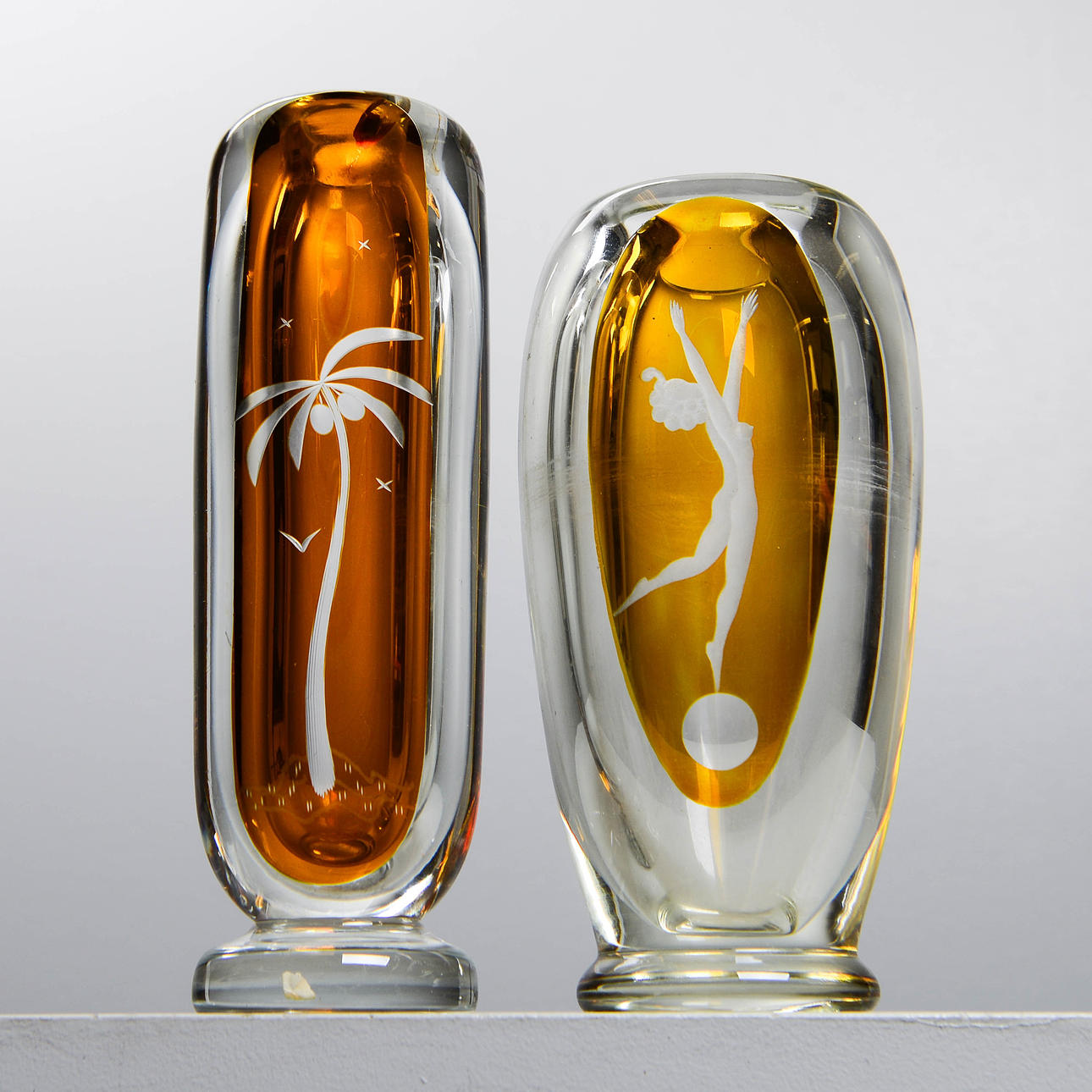 VASER, 2 st, Art deco, Johansfors. Glas - Bruksglas - Auctionet