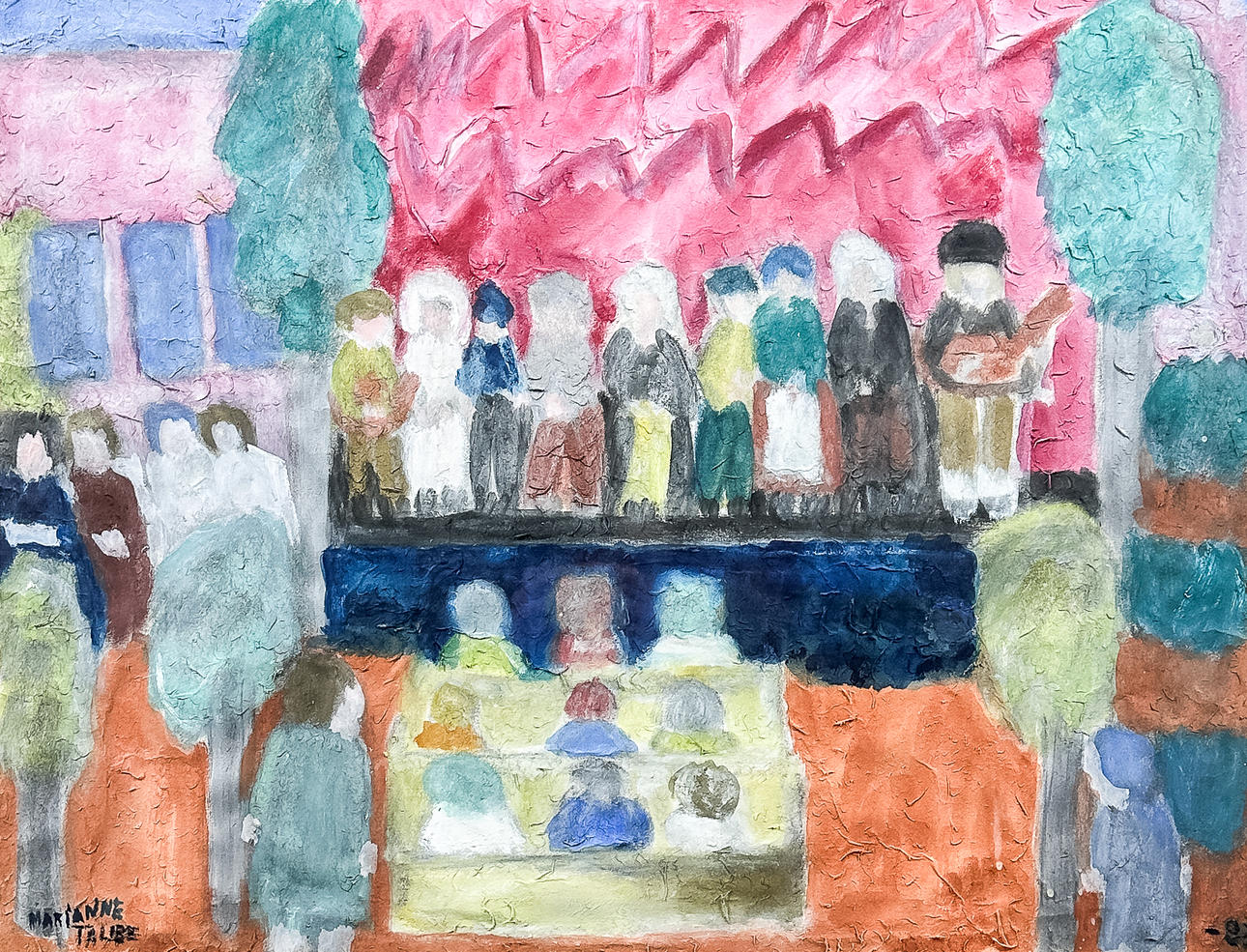 MARIANNE TAUBE. MIXED MEDIA, signed, dated-83.