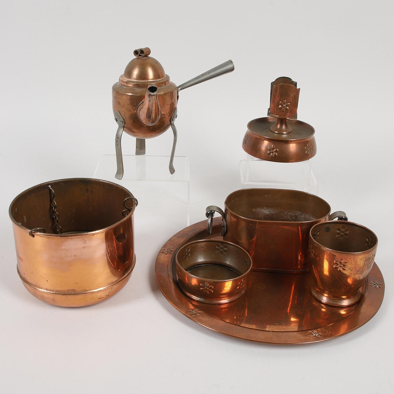 A set of 7 copper objects, 1800/20th century. Silver & Metals - Pewter ...