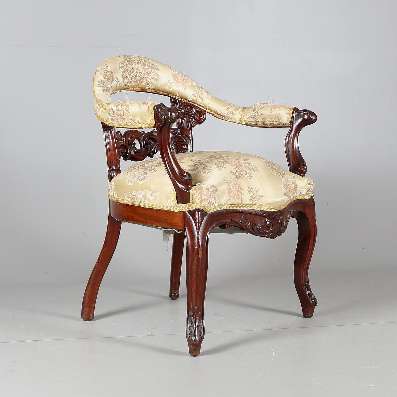 BALJFÅTÖLJ, trä, 1800-tal.