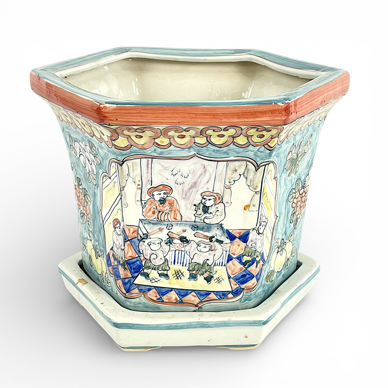 JARDINIÈRE with stand, porcelain, China, 20th century.