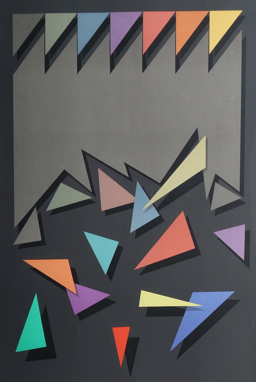 LENNART NYSTRÖM. Lithography. Composition with color bars. Signed.