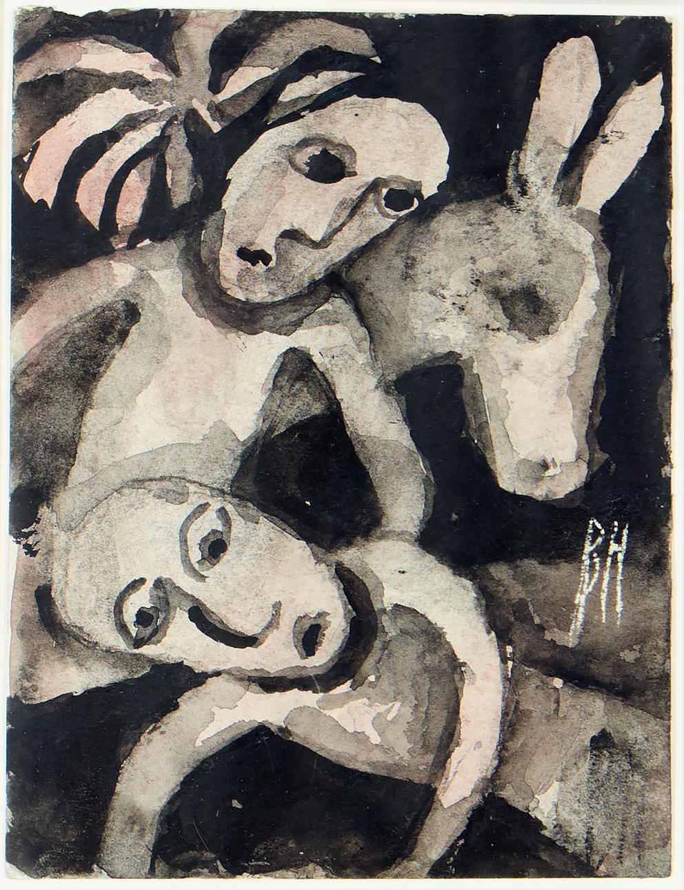 BERTA  HANSSON. Human figures and donkey.