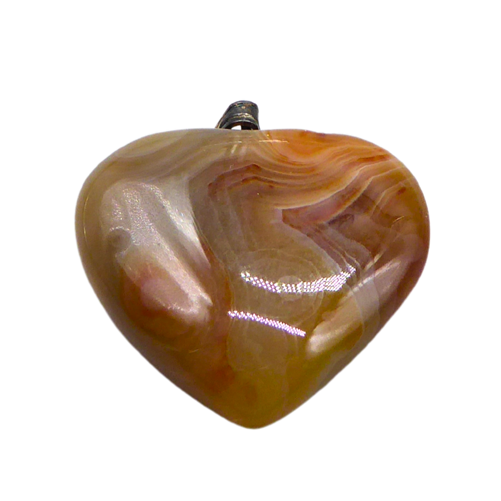 NATURAL GEMSTONE HEART PENDANT.