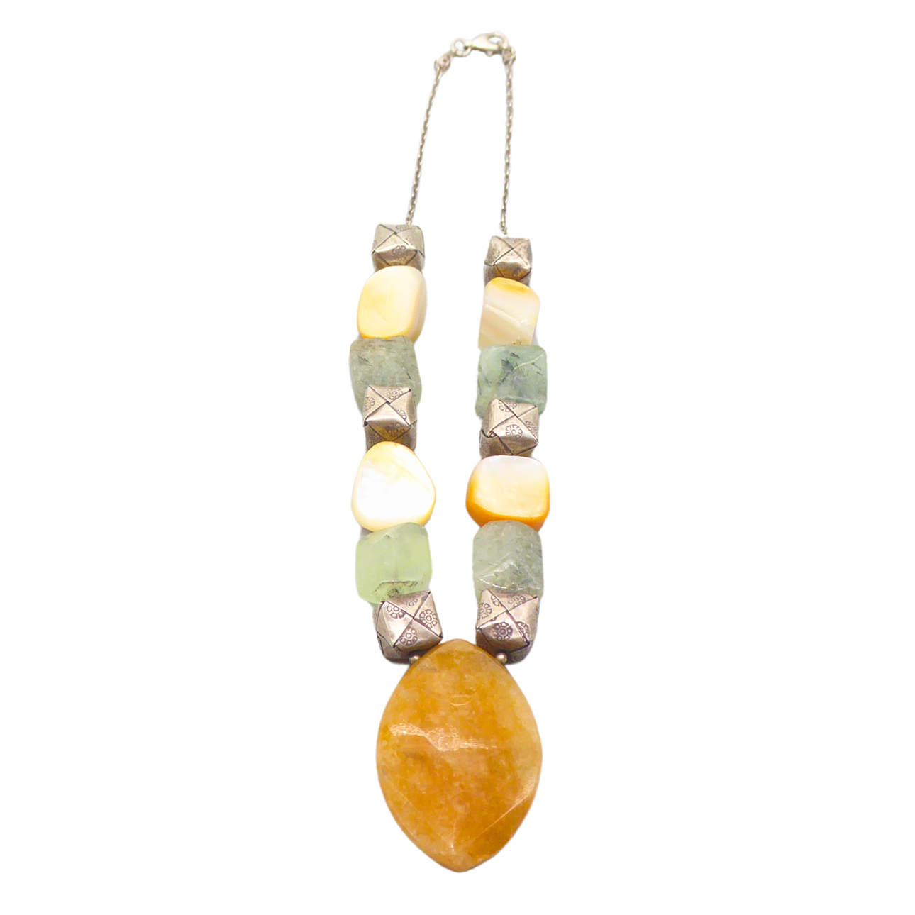 HEMATOITE NECKLACE WITH 925 SILVER.