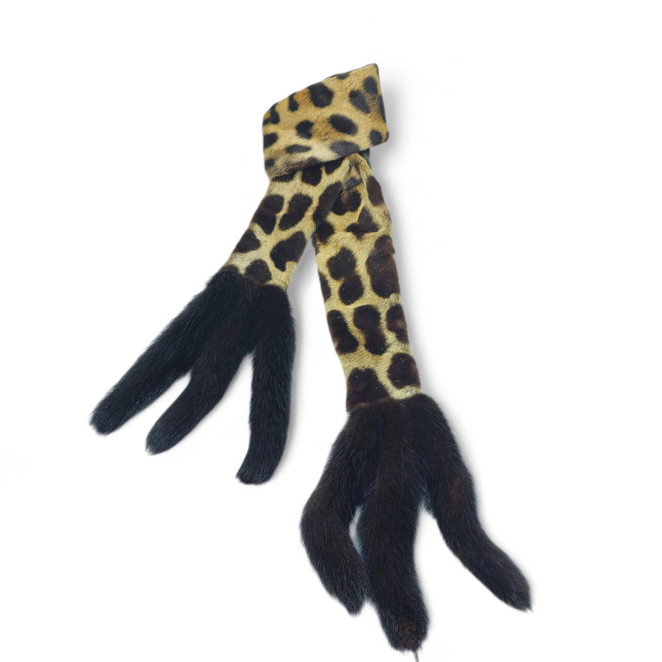 Leather collar with mink tail trims.