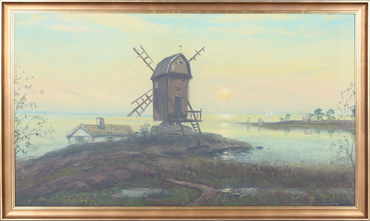 RAGNAR SWAHN. Väderkvarn, olja på duk, signerad.