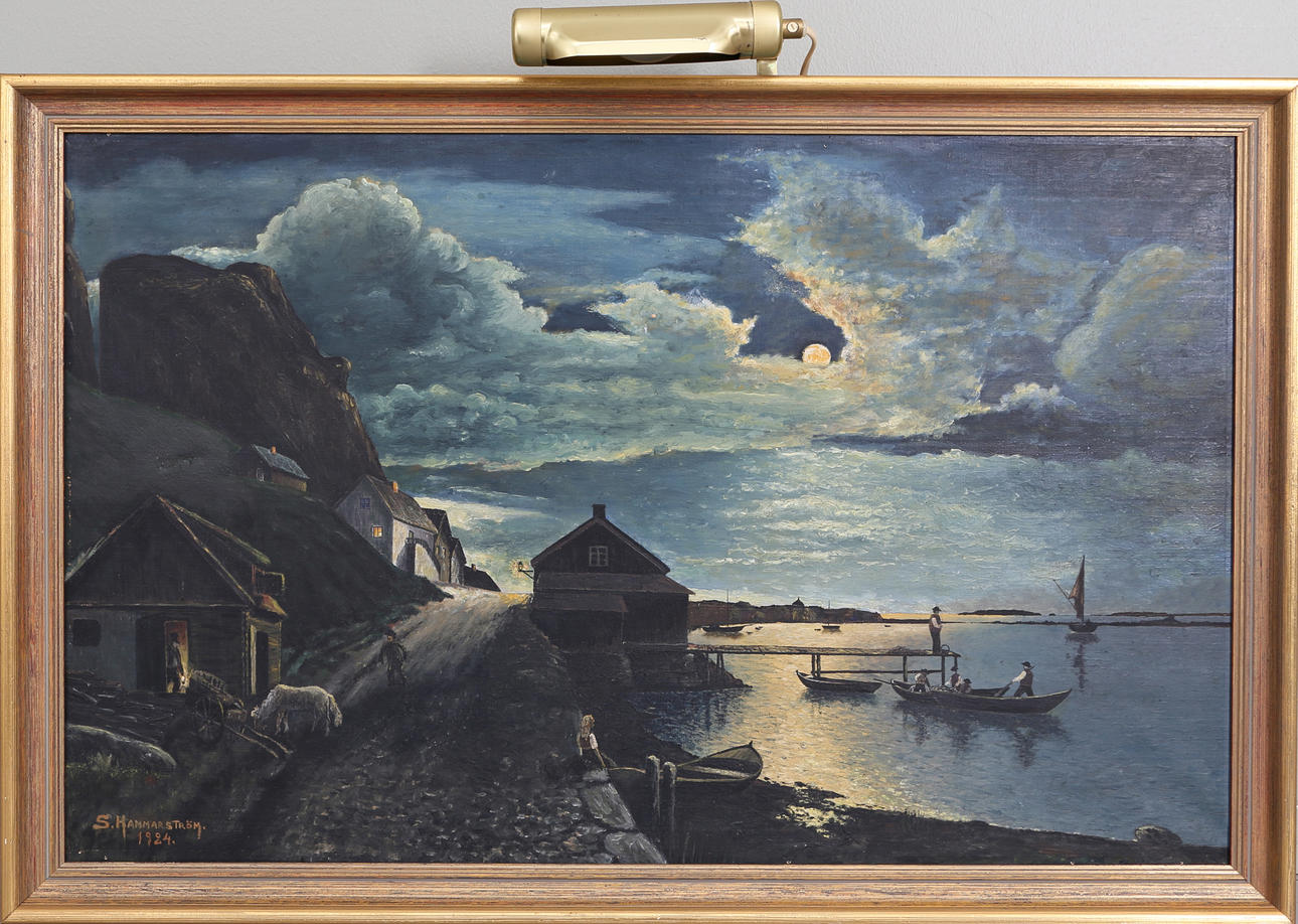 OIDENTIFIERAD KONSTNÄR. Nattlandskap, olja på duk, signerad S. Hammarström samt daterad 1924.