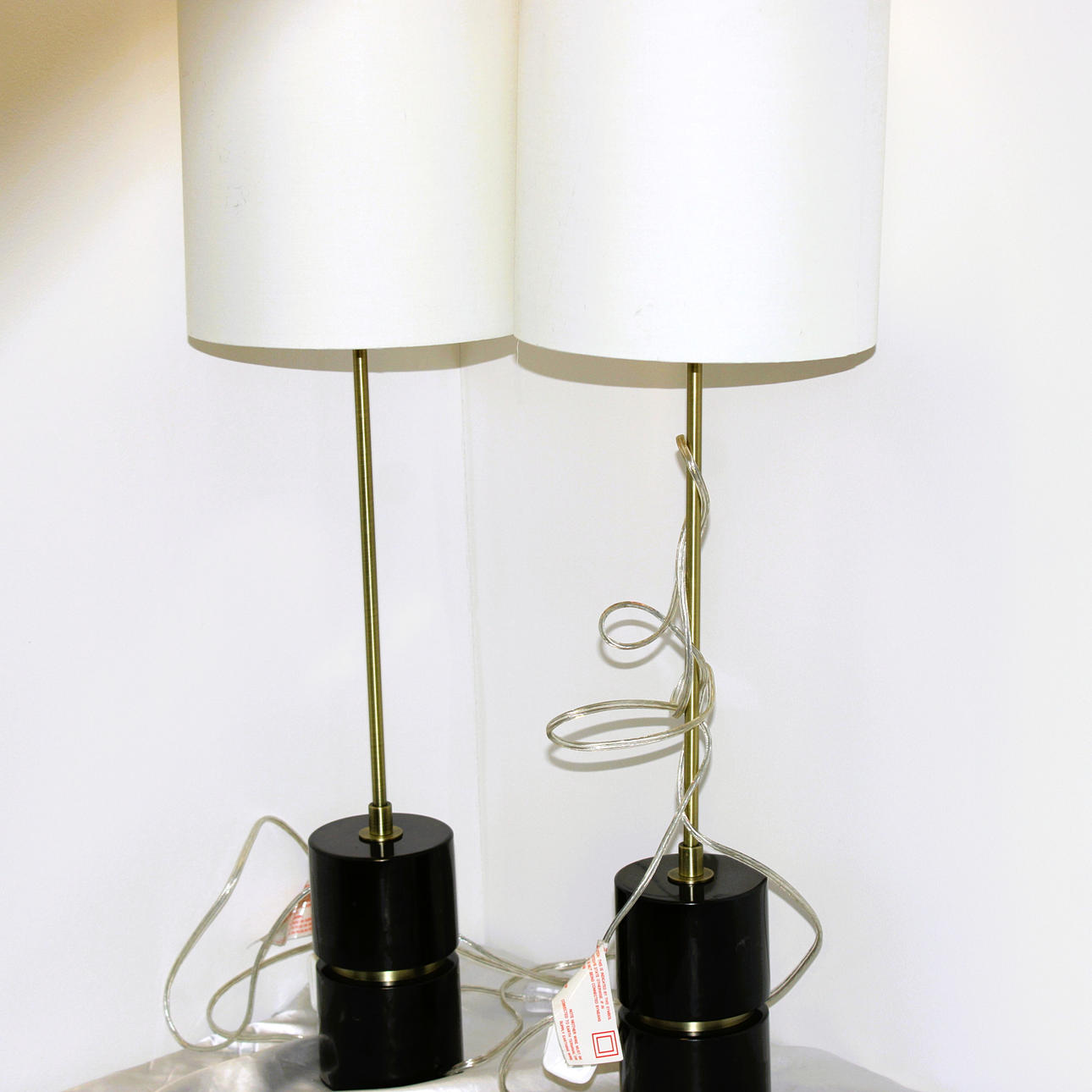 RV ASTLEY MARBLE TABLE LAMPS (PAIR).
