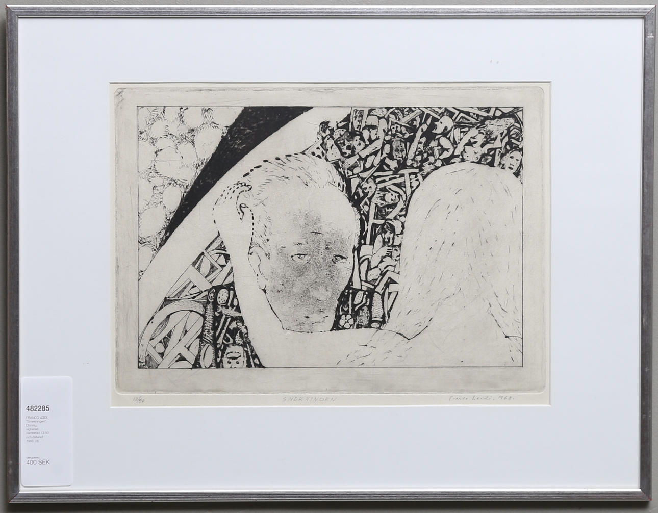 FRANCO LEIDI. "Smekningen". Etsning, signerad, numrerad 13/50 och daterad 1968.