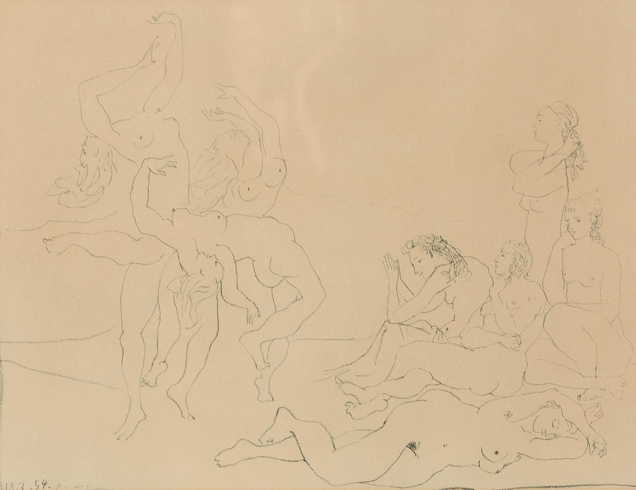 PABLO PICASSO. AFTER. “Danses”, lithograph, signed, dated -54.
