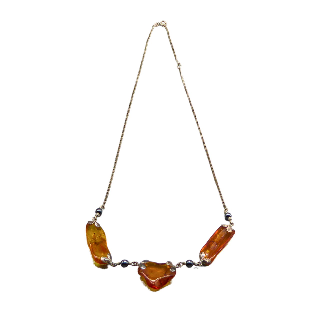 925 SILVER NECKLACE WITH AMBER.