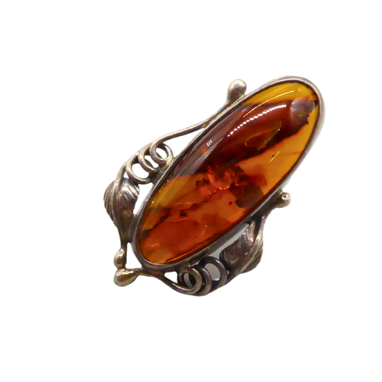 AMBER RING AND 925 SILVER.