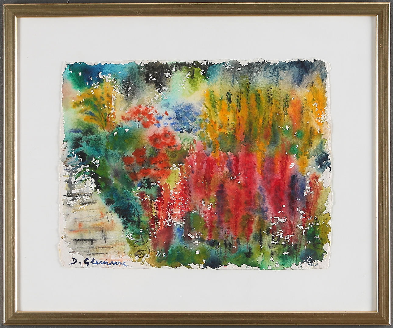 DAGMAR GLEMME. Komposition, akvarell, signerad.