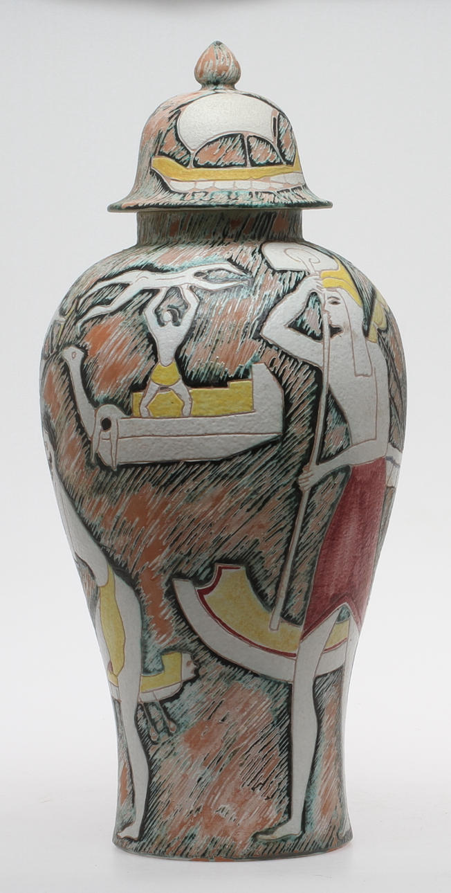 MARCELLO FANTONI. Urna med lock, lergods. Italien.