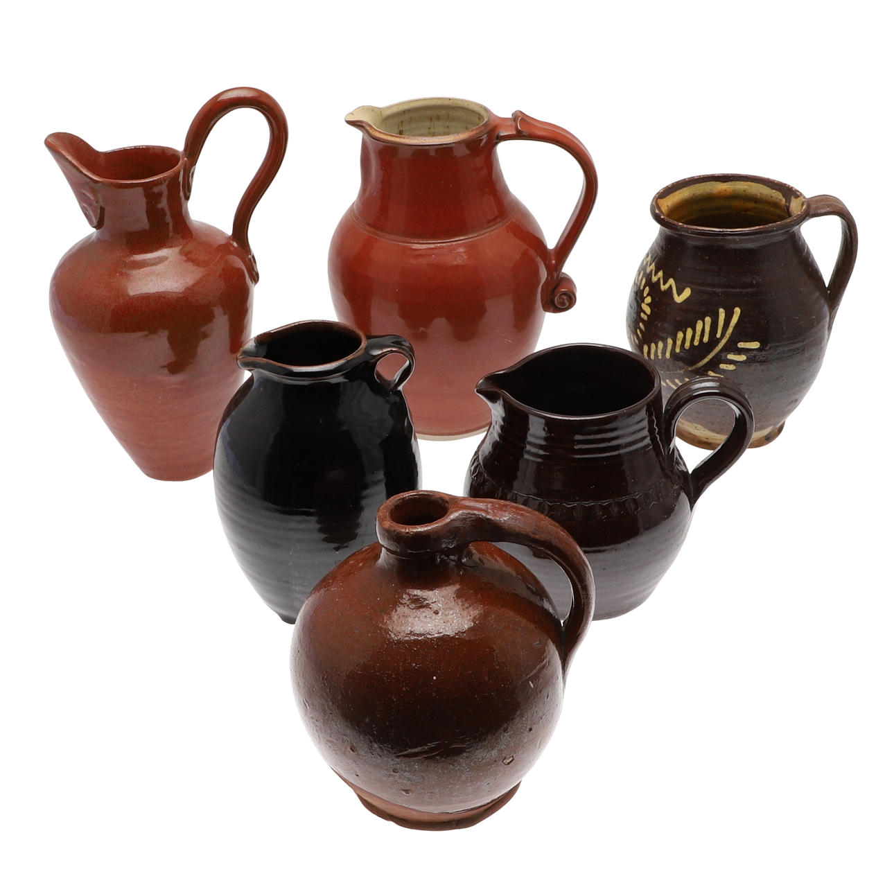 A COLLECTION OF STUDIO POTTERY JUGS AND PITCHERS. Ceramics & Porcelain ...