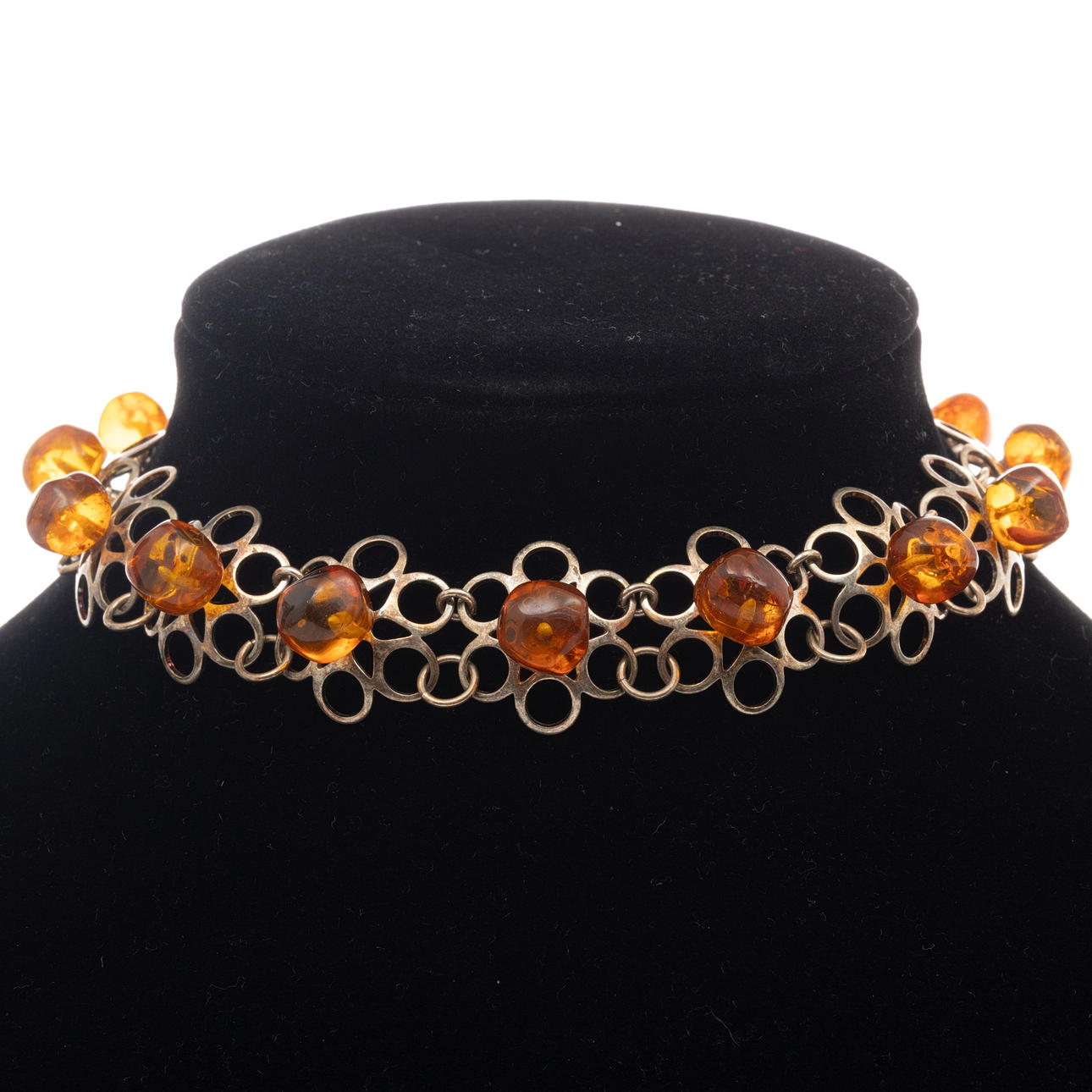 COLLIER, Silver, Bärnstenar.