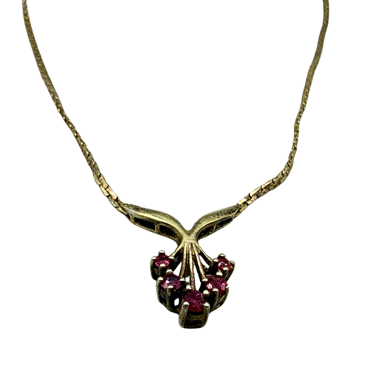 925 STERLING SILVER NECKLACE WITH RUBY TRIM.
