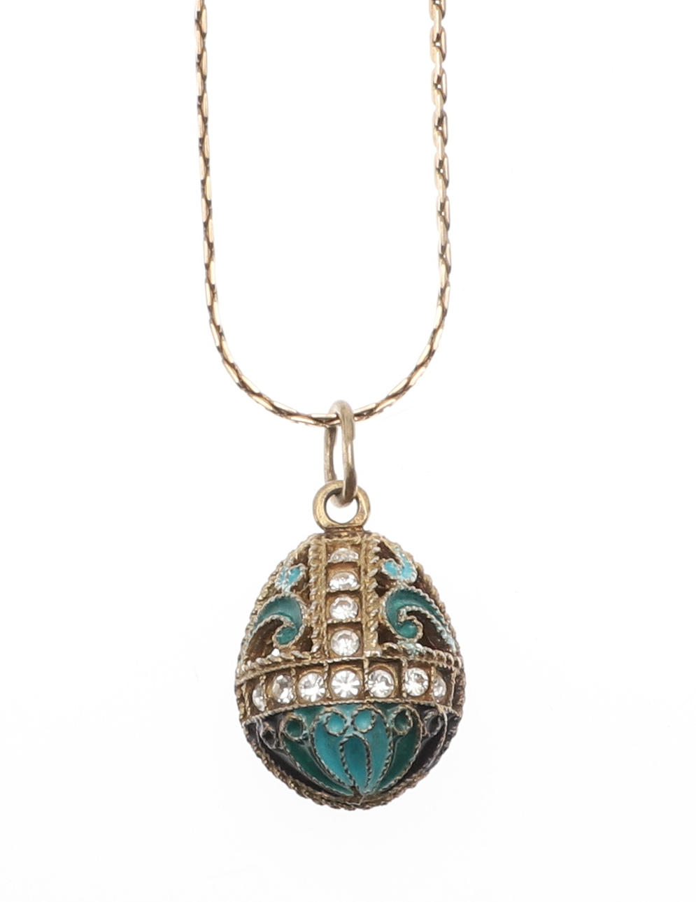 A RUSSIAN SILVER AND ENAMEL PENDANT AND 9CT GOLD CHAIN. Jewellery ...