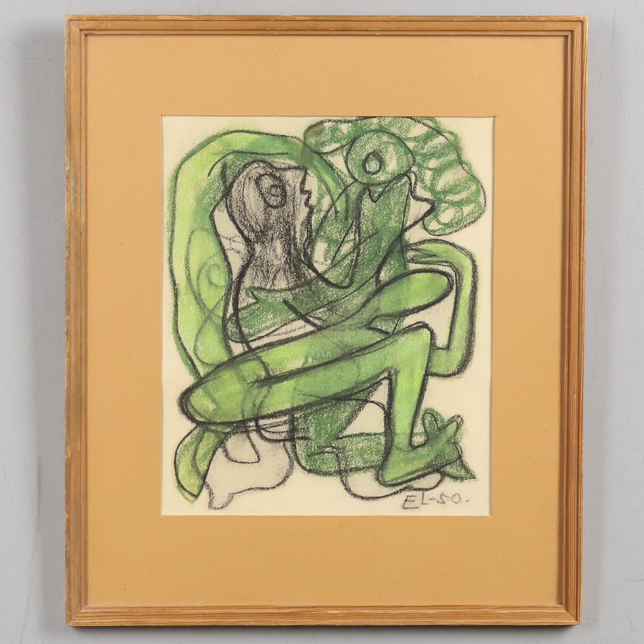 EVERT LUNDQUIST. PASTEL, figural composition, signed and dated-50.