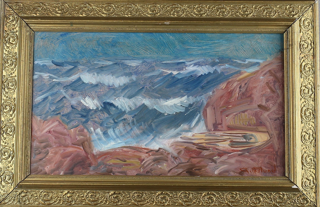 GUNNAR NERLUND. "Söderhamns archipelago 1963", oil on Board, signed and dated.