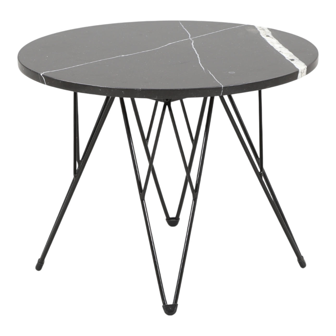 Mesa auxiliar de mármol y acero.