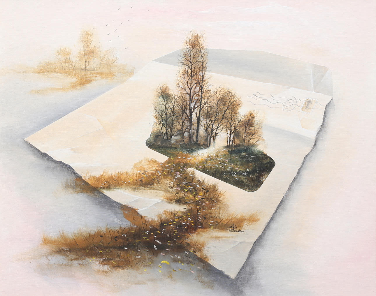STEFAN WINDAHL. “Window envelope”, oil on canvas, signed.