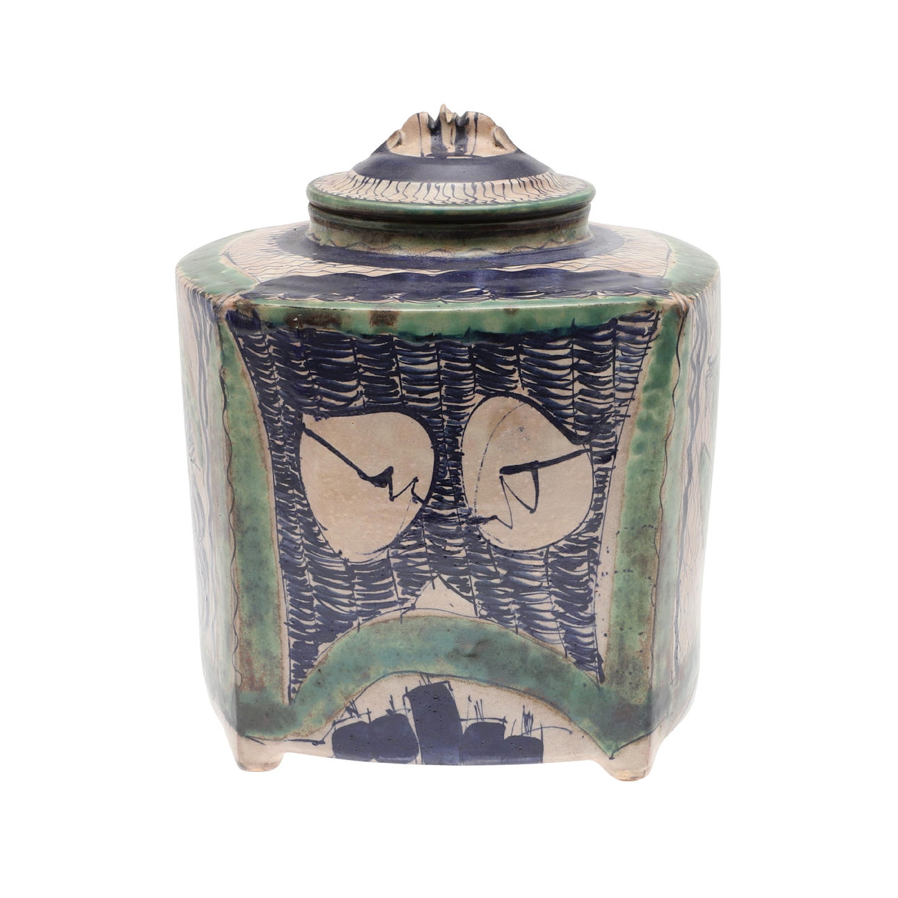 CATHERINE VANIER ( B 1943). LARGE STUDIO POTTERY LIDDED JAR.