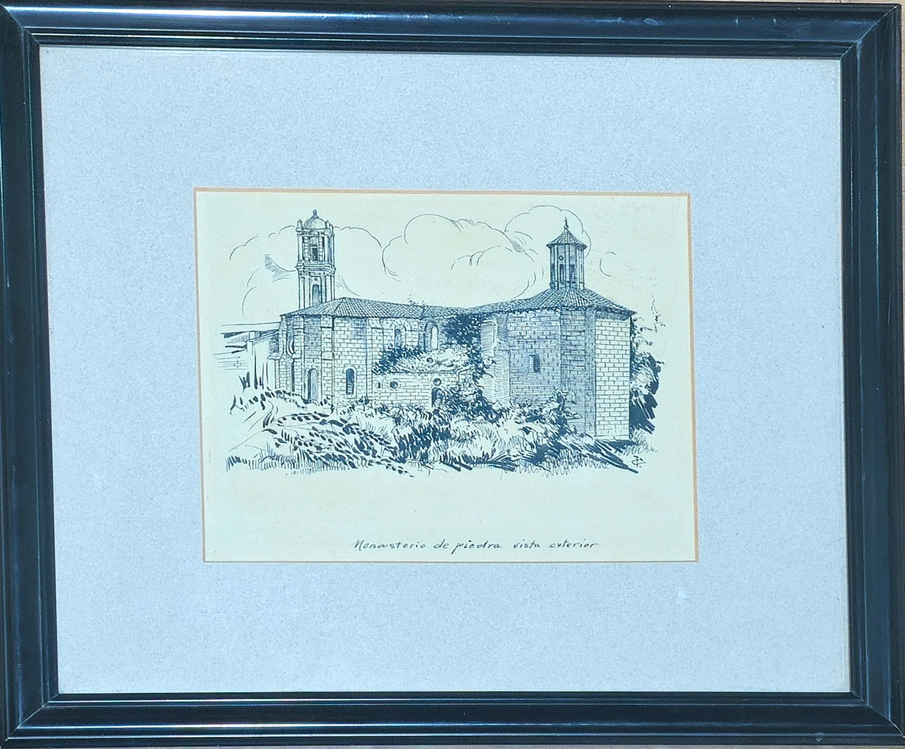 MANUEL FERNÁNDEZ COLLADO. Ink drawing. “Stone Monastery”.